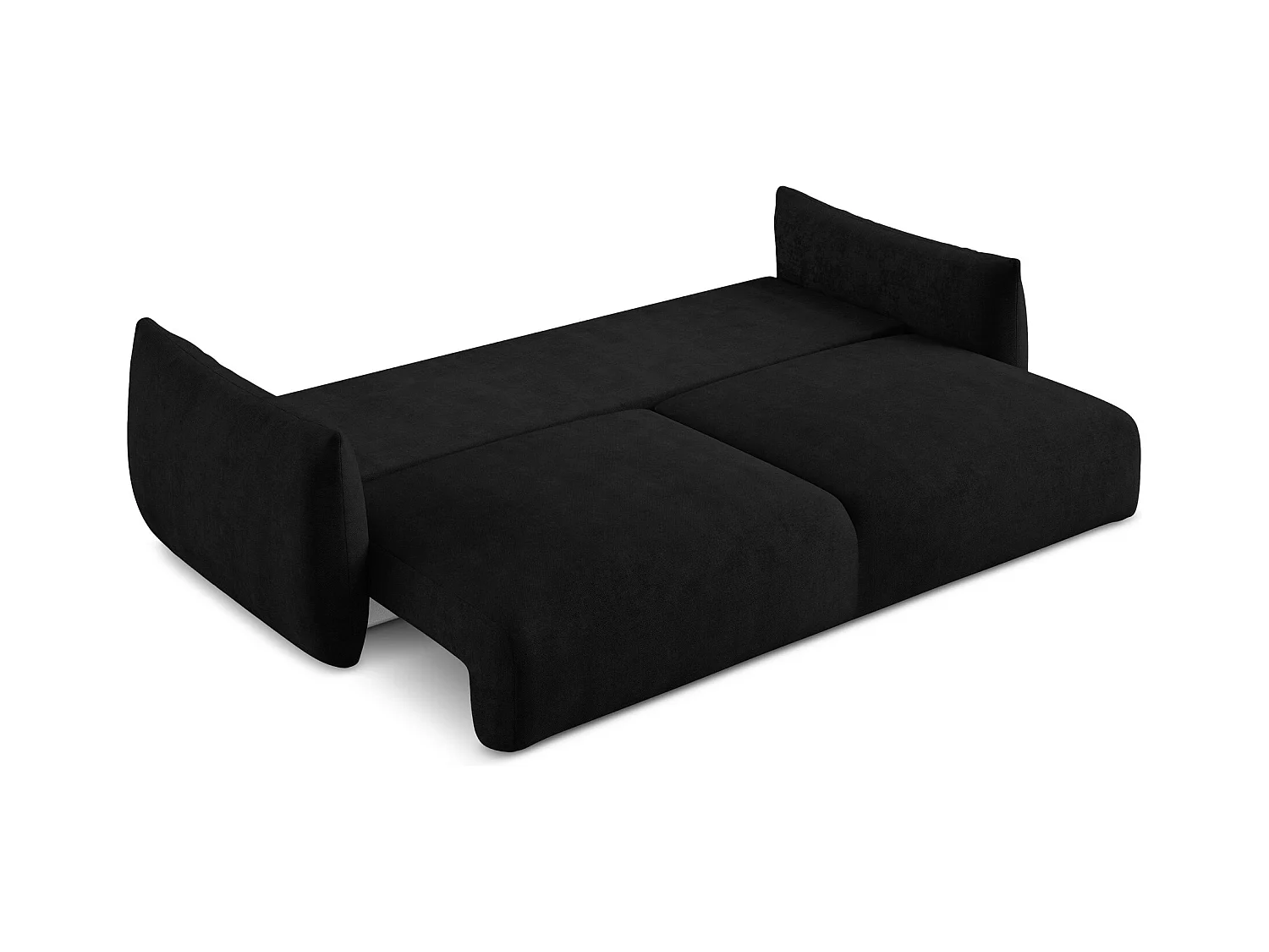 Canapé 3 places convertible en tissu chenille - noir - LEILA