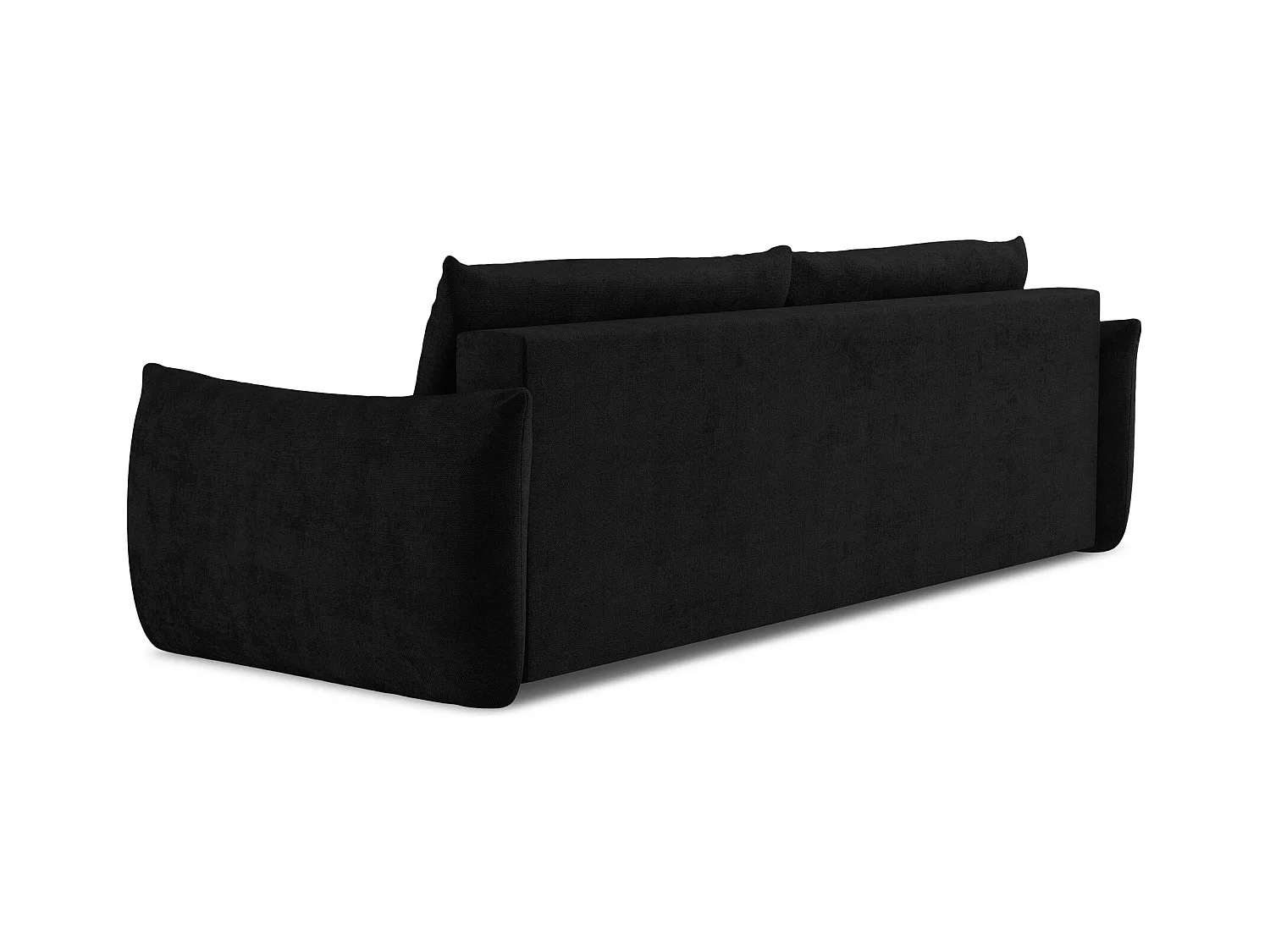Canapé 3 places convertible en tissu chenille - noir - LEILA