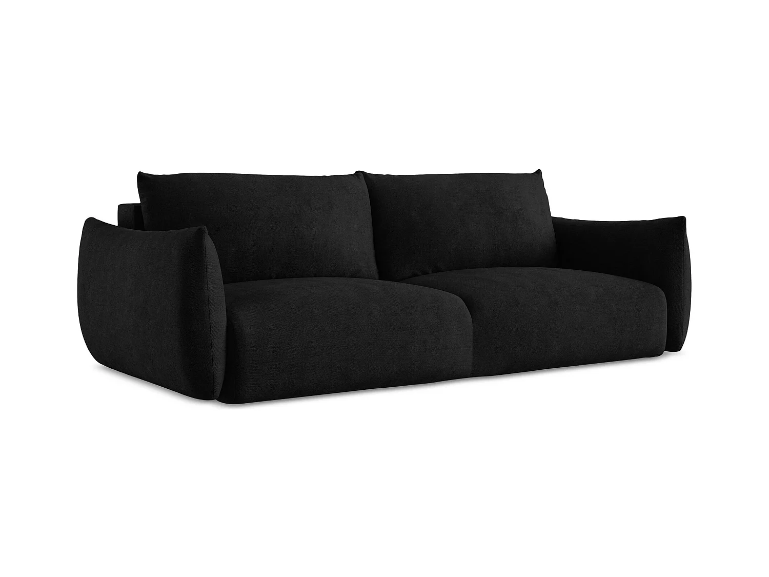3-Sitzer Sofa mit Schlaffunktion - Chenille - Schwarz - LEILA