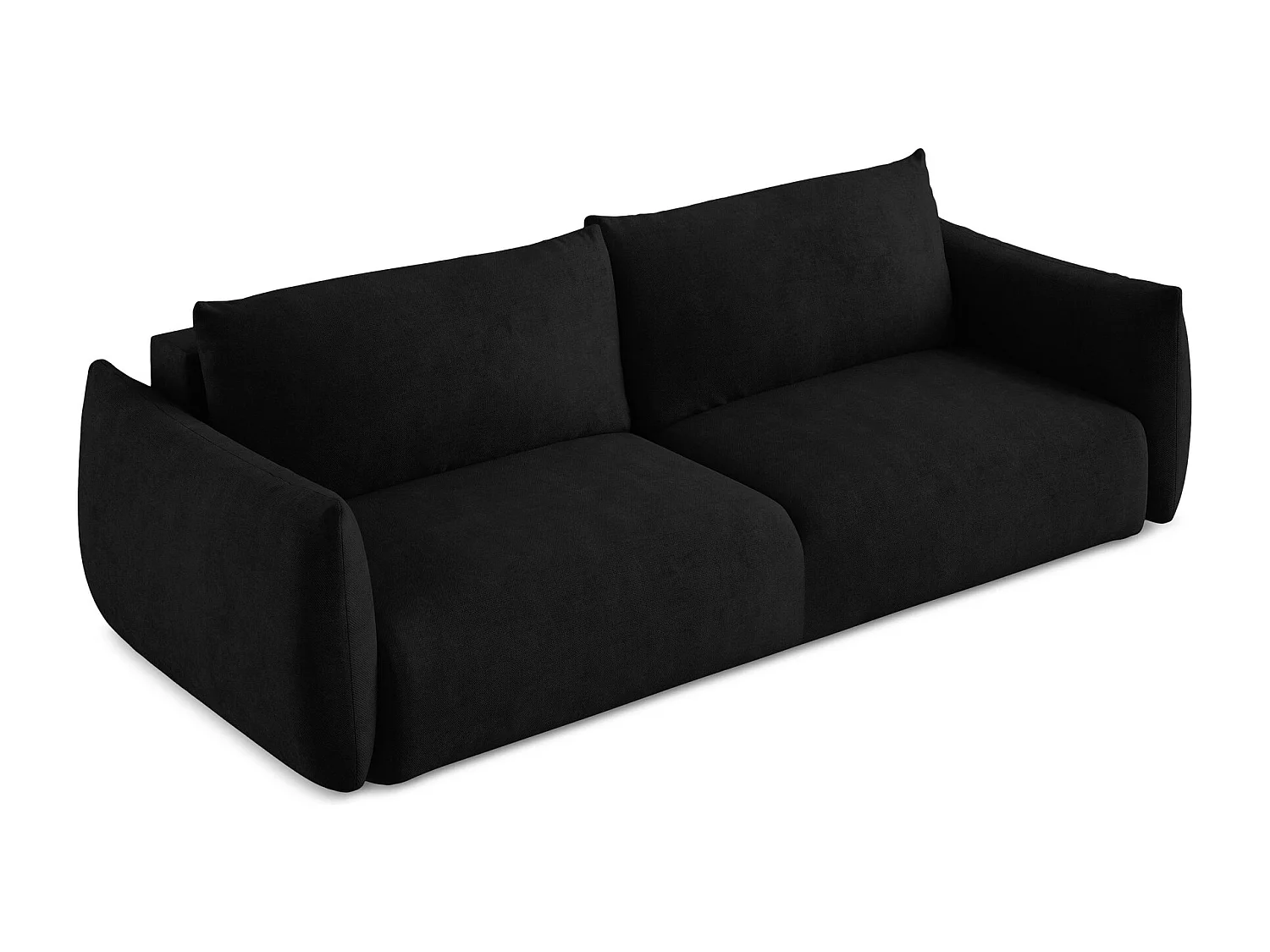 Canapé 3 places convertible en tissu chenille - noir - LEILA