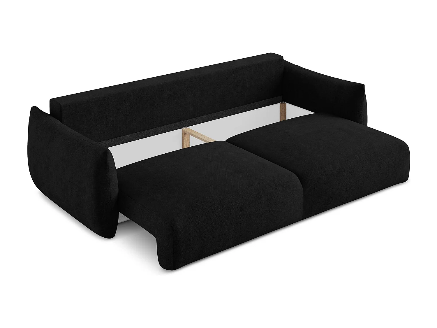 Canapé 3 places convertible en tissu chenille - noir - LEILA