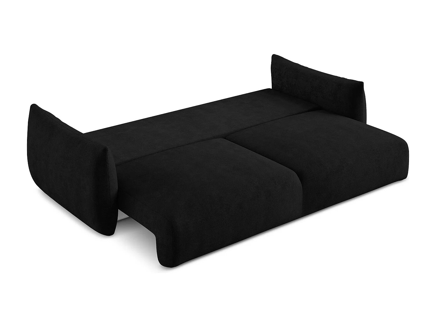 Canapé 3 places convertible en tissu chenille - noir - LEILA