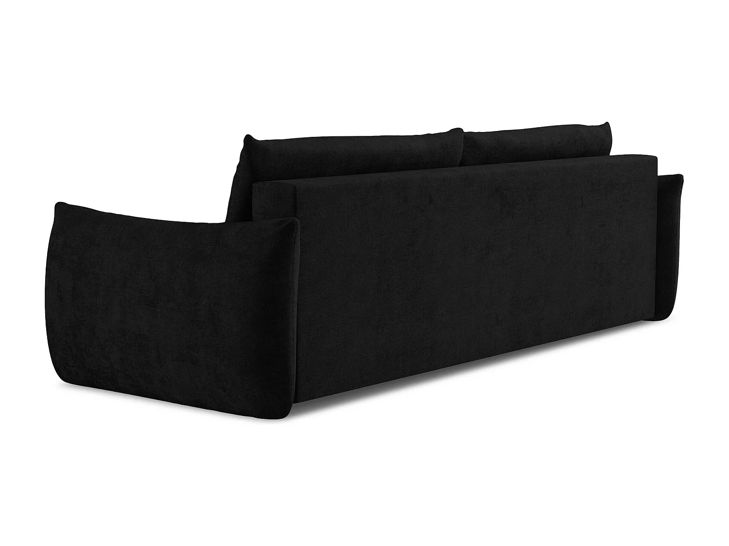 Canapé 3 places convertible en tissu chenille - noir - LEILA