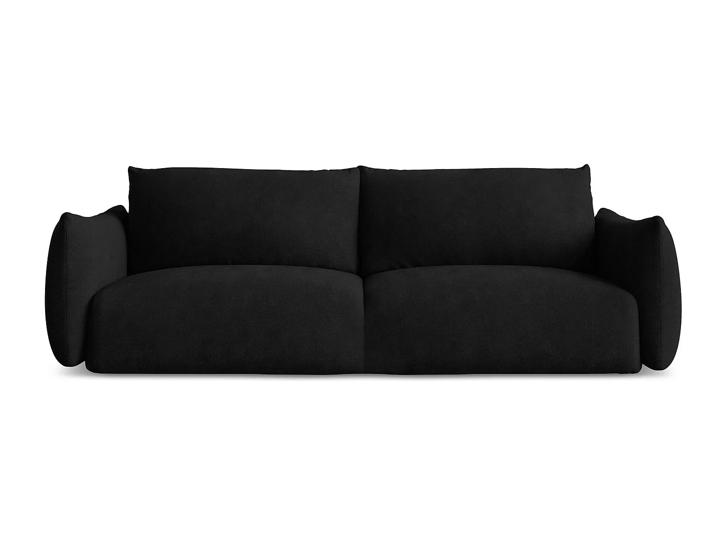 Driezits-slaapbank van zwart chenille stof - LEILA