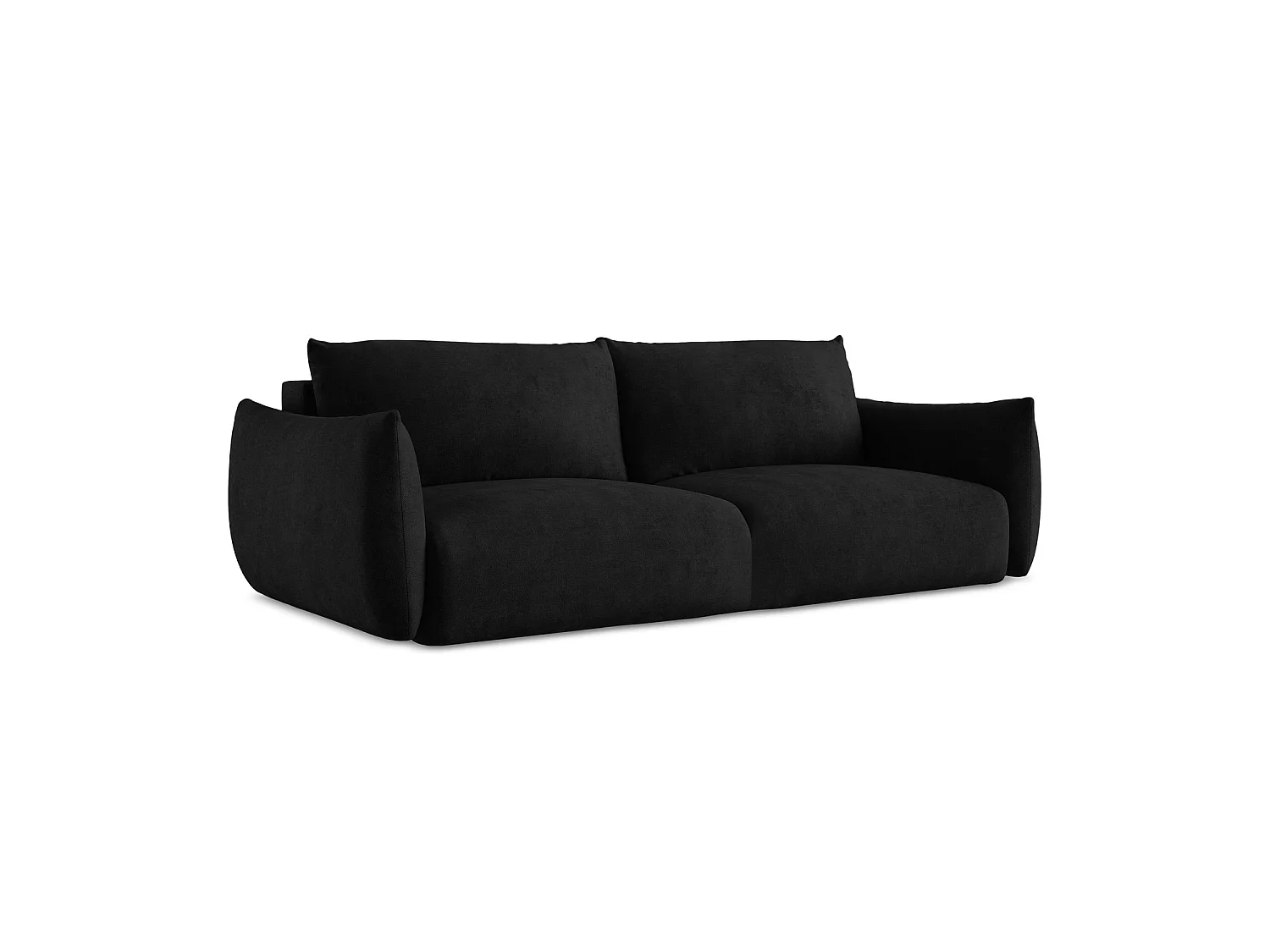 Canapé 3 places convertible en tissu chenille - noir - SAVONA