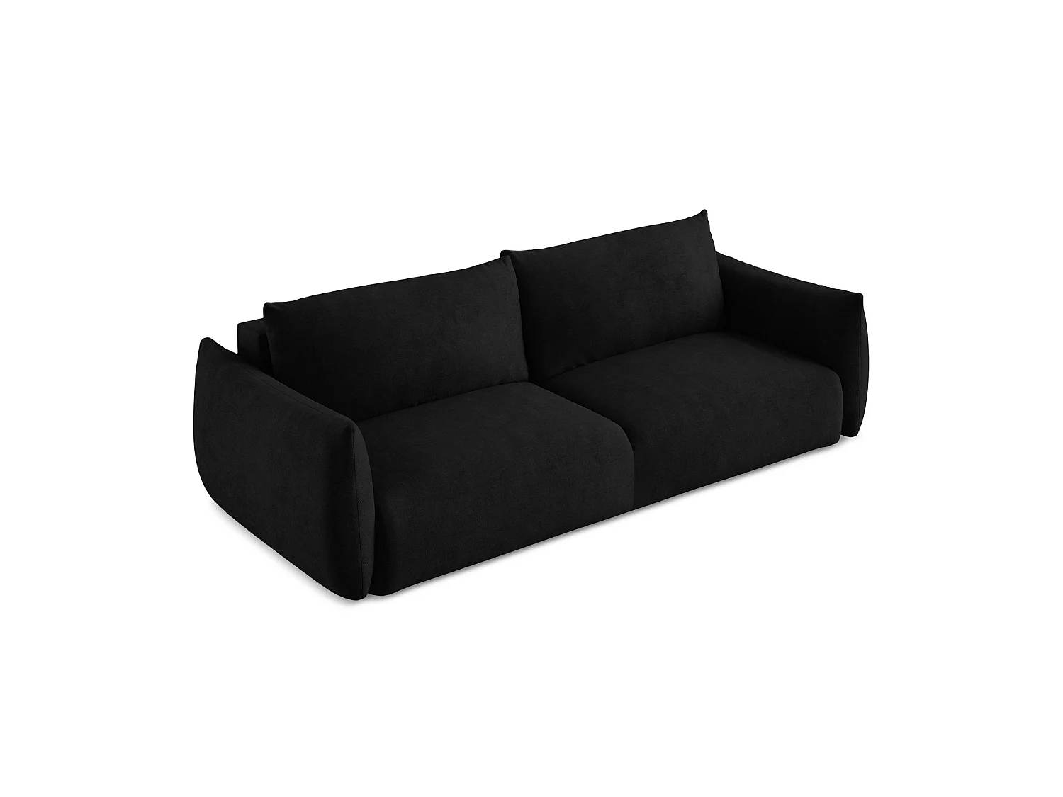Canapé 3 places convertible en tissu chenille - noir - SAVONA