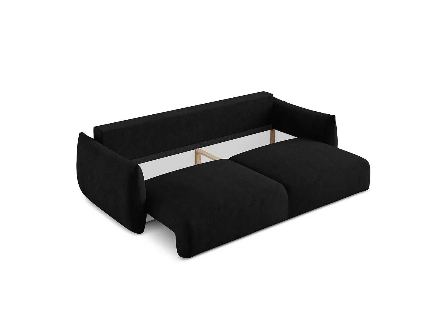 Canapé 3 places convertible en tissu chenille - noir - SAVONA