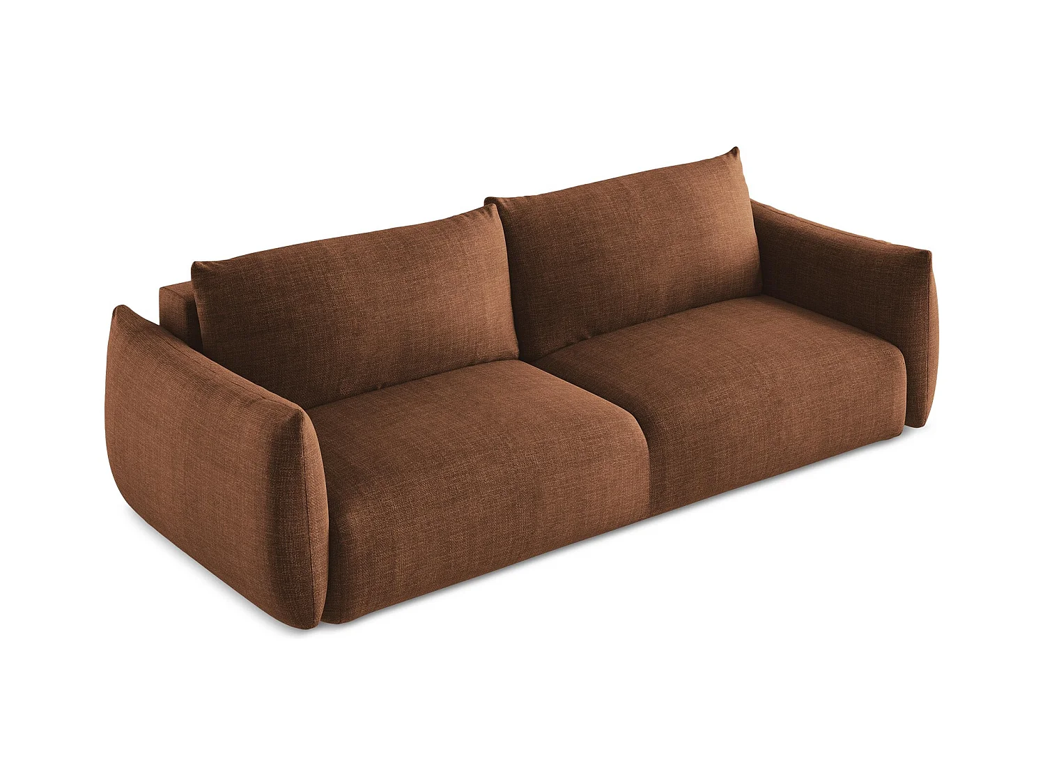 Canapé 3 places convertible en tissu texturé - terre cuite - LEILA