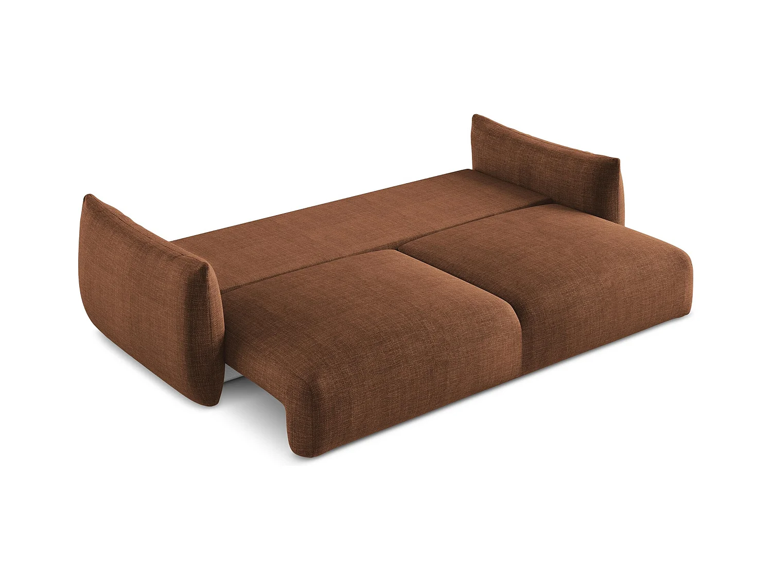 Canapé 3 places convertible en tissu texturé - terre cuite - LEILA