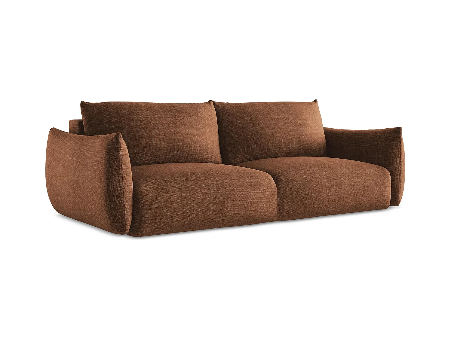 3-Sitzer Sofa mit Schlaffunktion - Strukturstoff - Terrakotta - LEILA