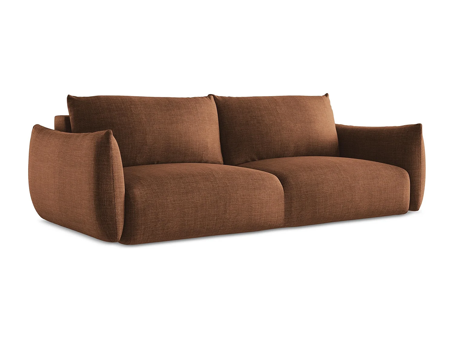 Driezits-slaapbank van terracotta textuurstof - LEILA