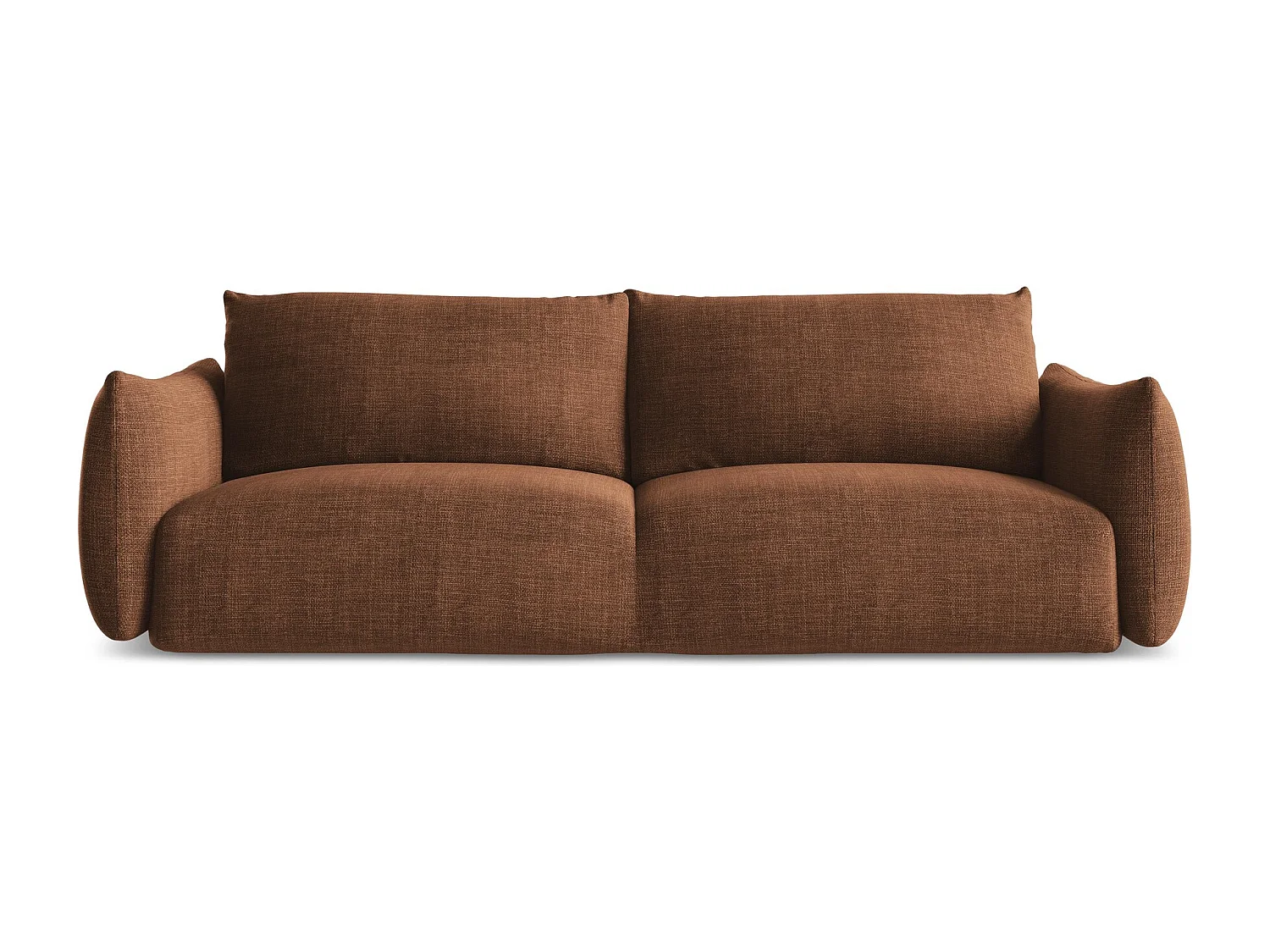 Driezits-slaapbank van terracotta textuurstof - LEILA