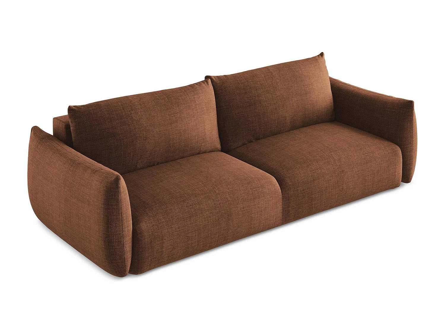 Driezits-slaapbank van terracotta textuurstof - LEILA