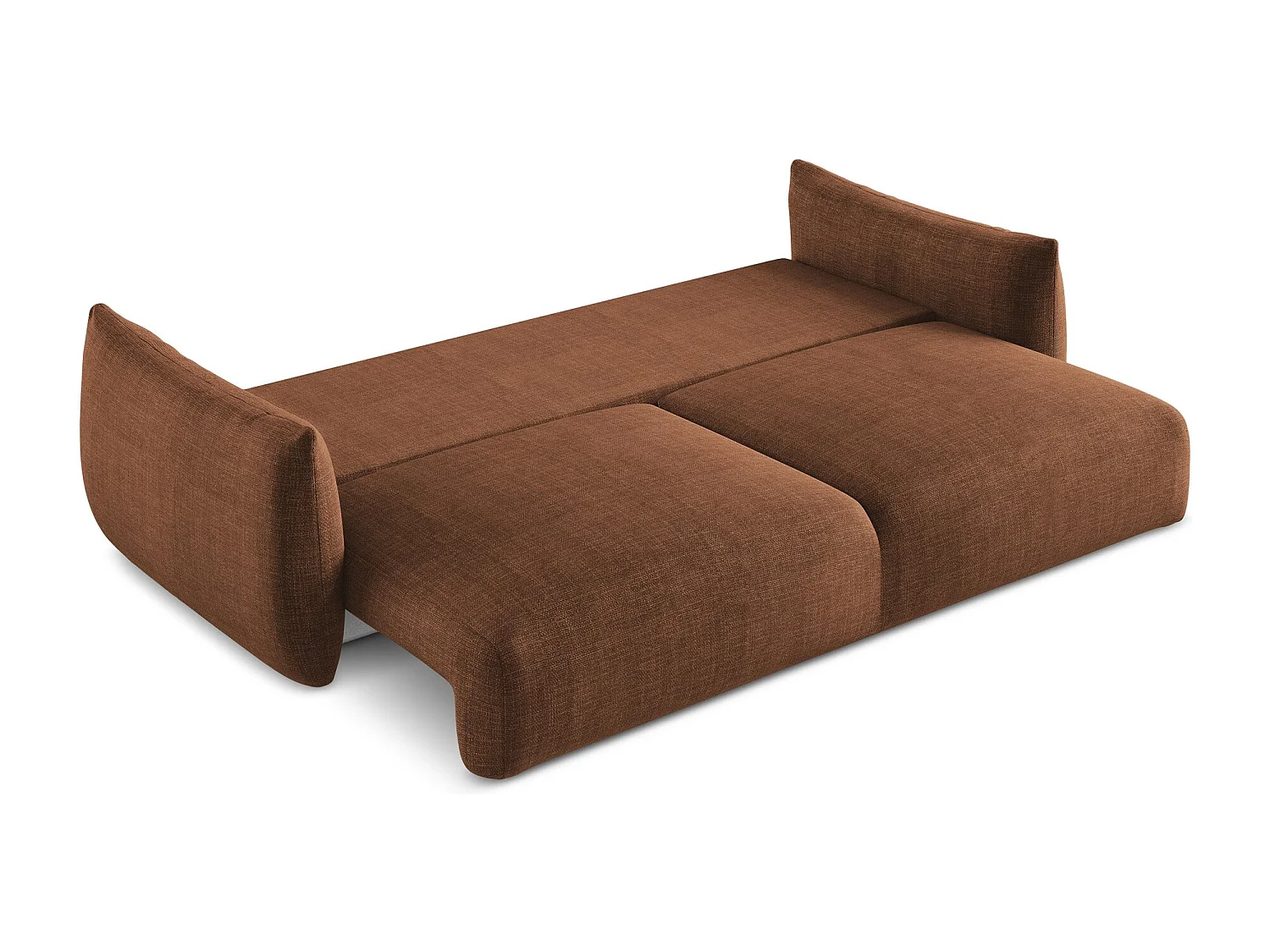 Driezits-slaapbank van terracotta textuurstof - LEILA