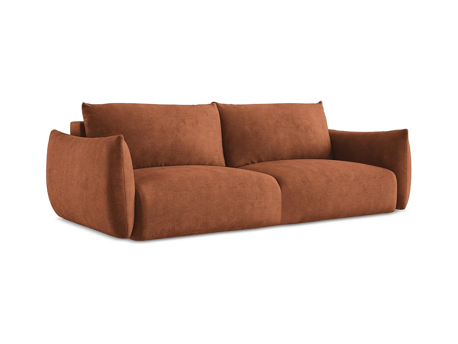 3-Sitzer Sofa mit Schlaffunktion - Chenille - Terrakotta - LEILA