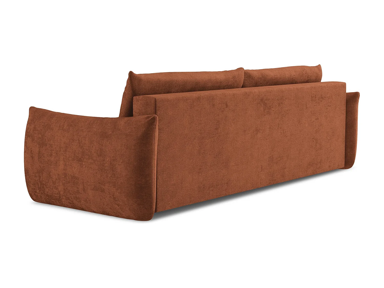 Driezits-slaapbank van terracotta chenille stof - LEILA