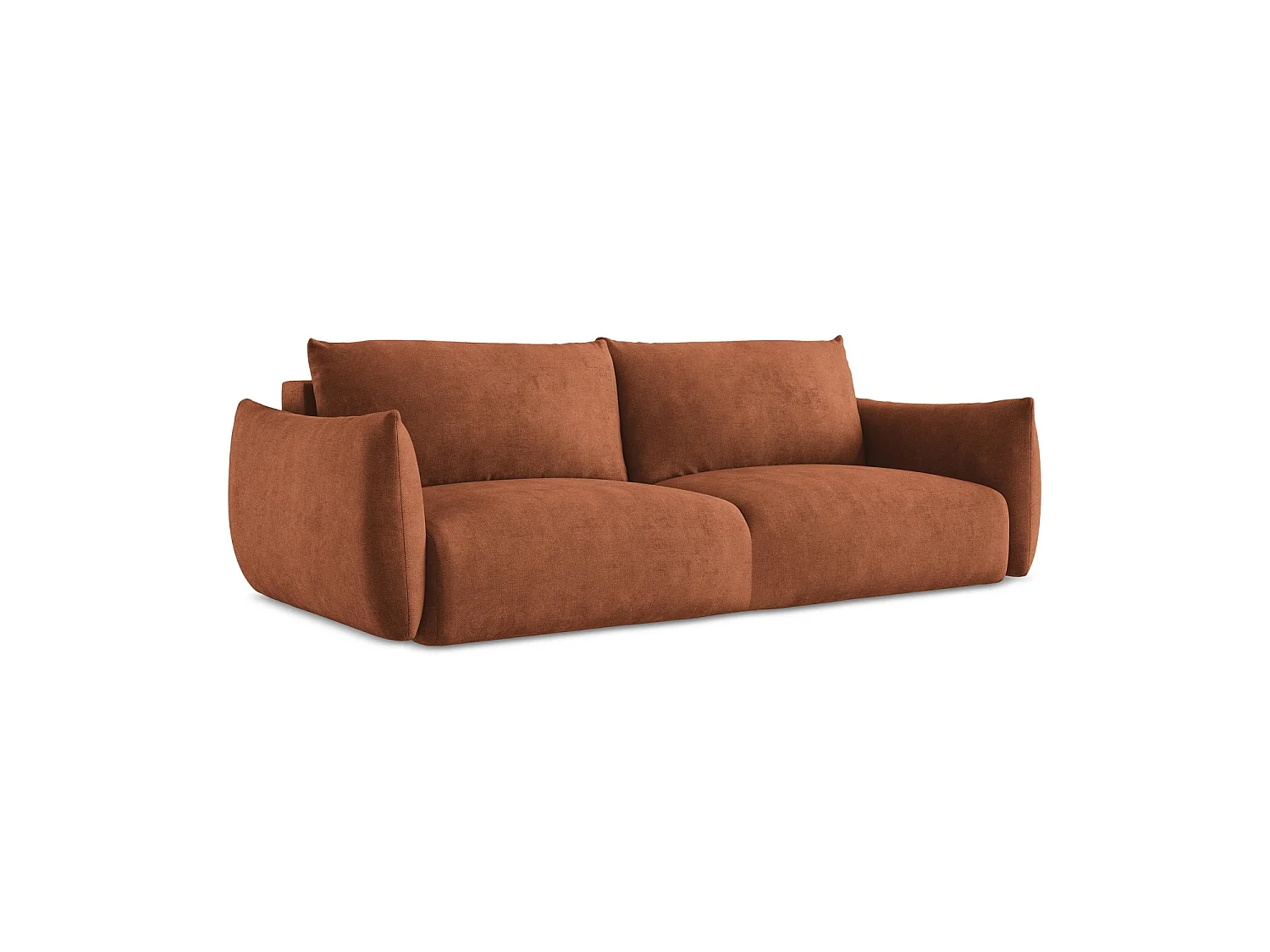 Canapé 3 places convertible en tissu chenille - terre cuite - SAVONA