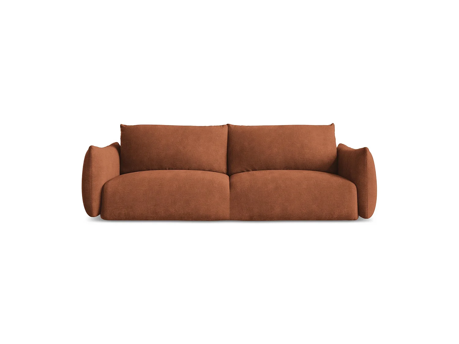 Canapé 3 places convertible en tissu chenille - terre cuite - SAVONA
