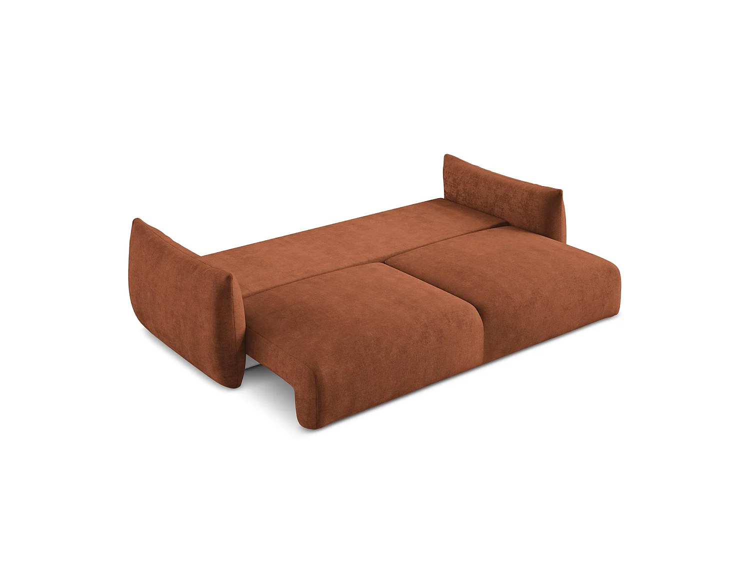 Canapé 3 places convertible en tissu chenille - terre cuite - SAVONA