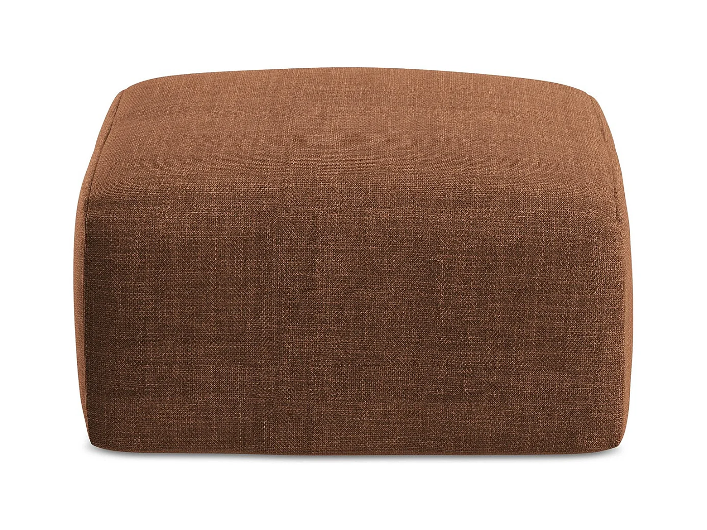 Pouf en tissu texturé - terre cuite - LEILA