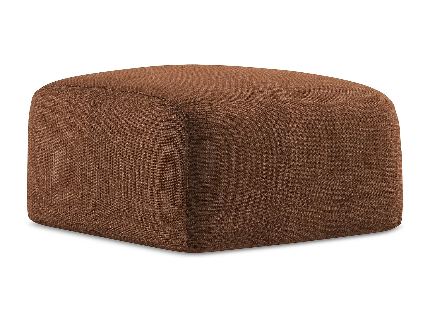 Pouf en tissu texturé - terre cuite - LEILA