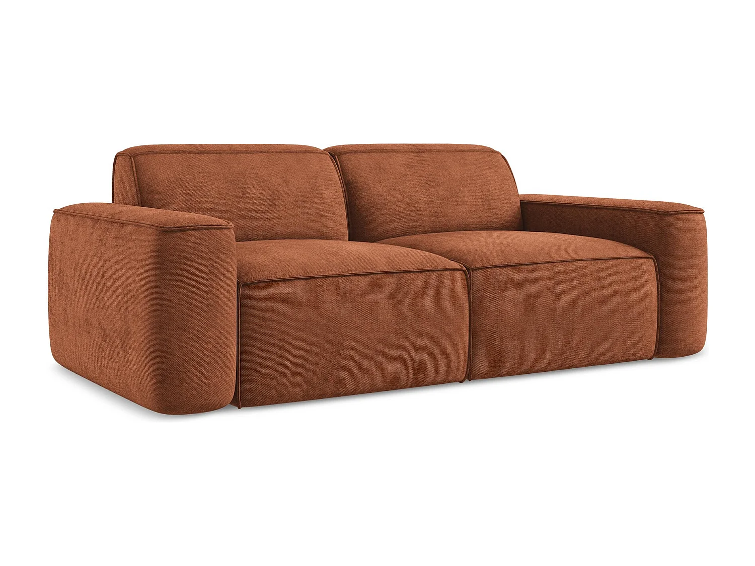 Canapé modulable 3 places en tissu chenille - terre cuite - OMAO