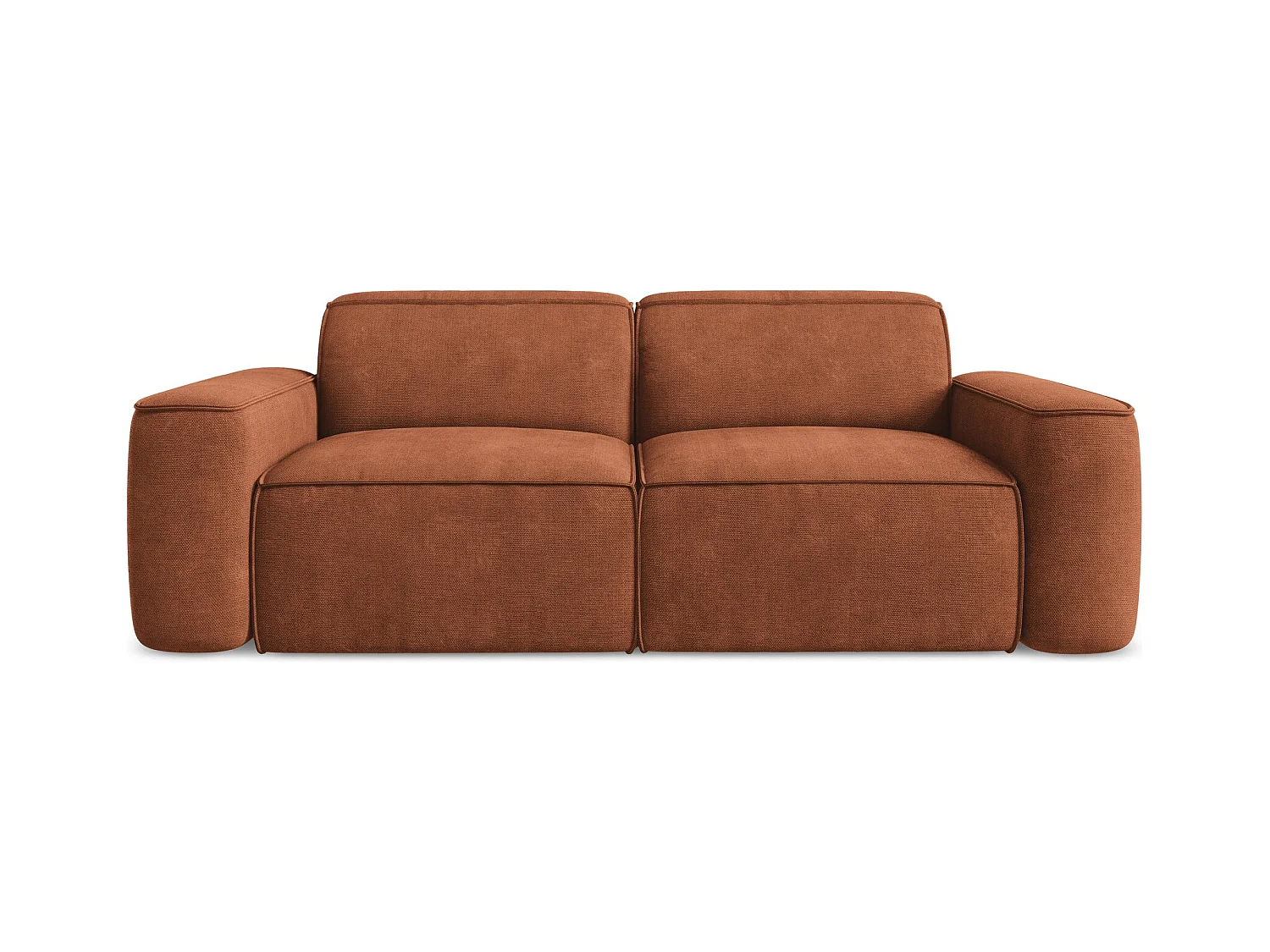 Canapé modulable 3 places en tissu chenille - terre cuite - OMAO