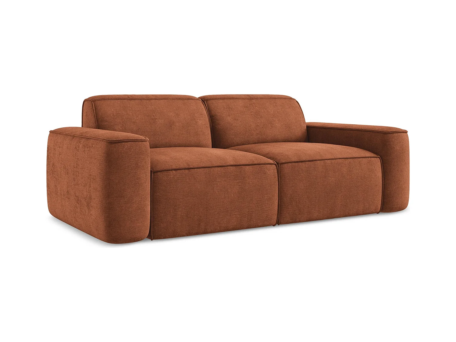 Canapé modulable 3 places en tissu chenille - terre cuite - OMAO
