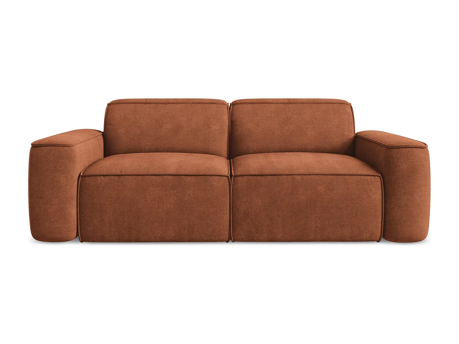 Canapé modulable 3 places en tissu chenille - terre cuite - OMAO