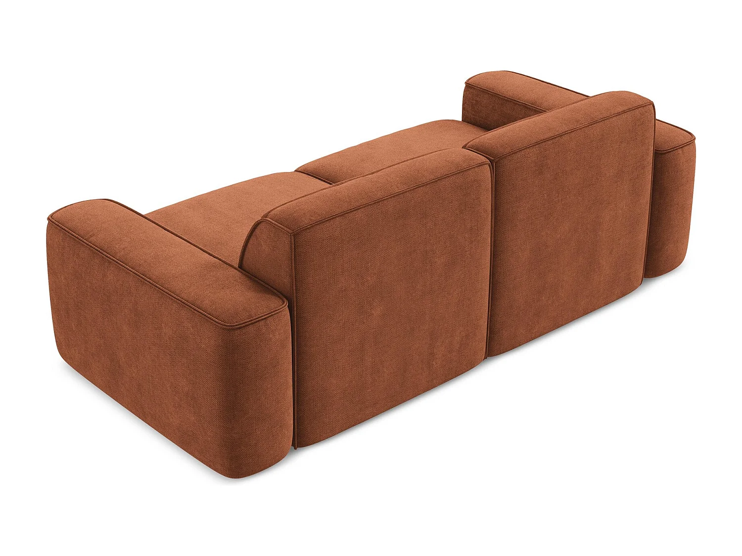 Driezits modulaire bank van terracotta chenille stof - OMAO