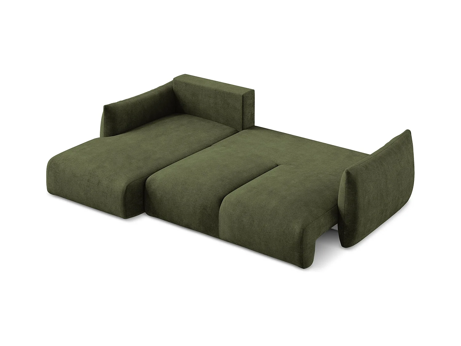 Canapé d’angle 3 places gauche convertible en tissu chenille - olive - LEILA