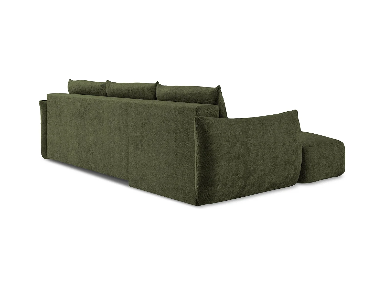 Canapé d’angle 3 places gauche convertible en tissu chenille - olive - LEILA