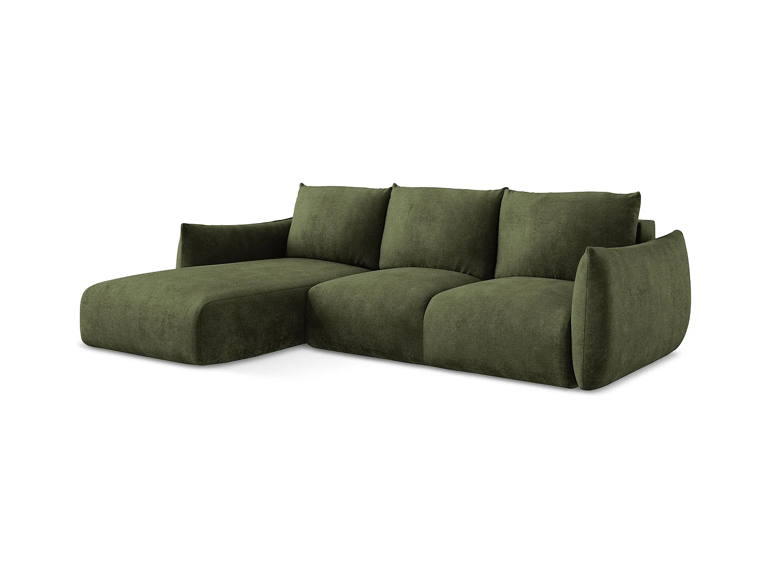 3-Sitzer Ecksofa mit Schlaffunktion - Ecke Links - Chenille - Olive - LEILA