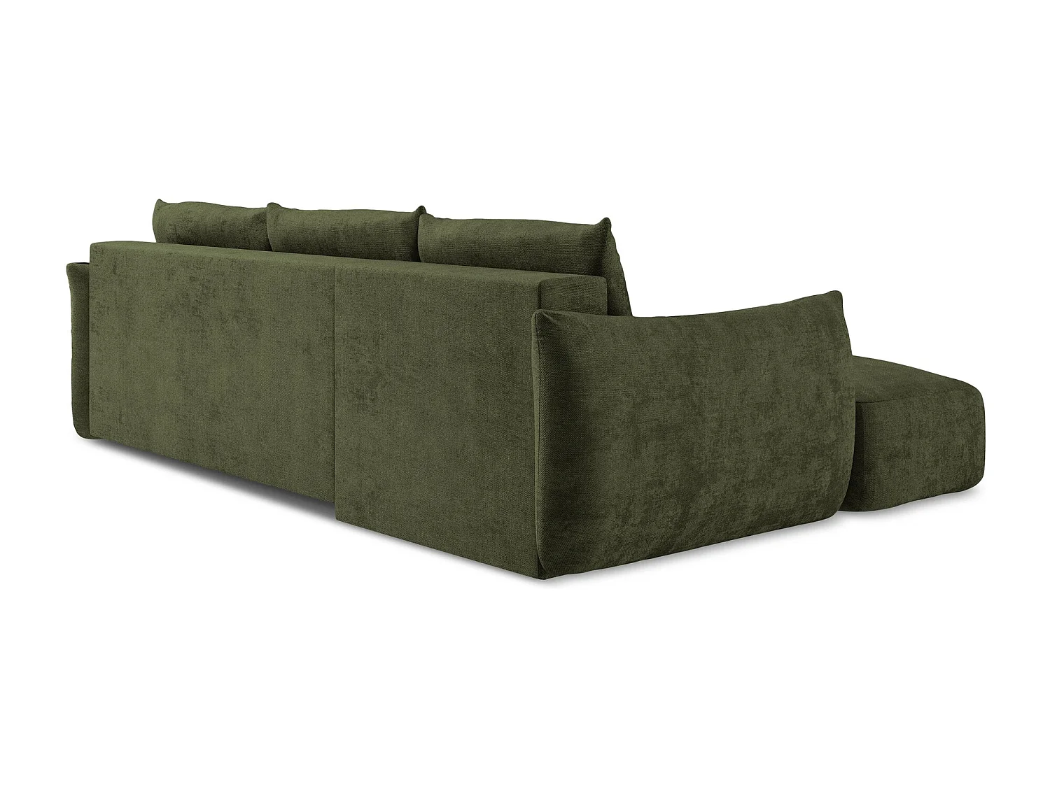 Canapé d’angle 3 places gauche convertible en tissu chenille - olive - LEILA