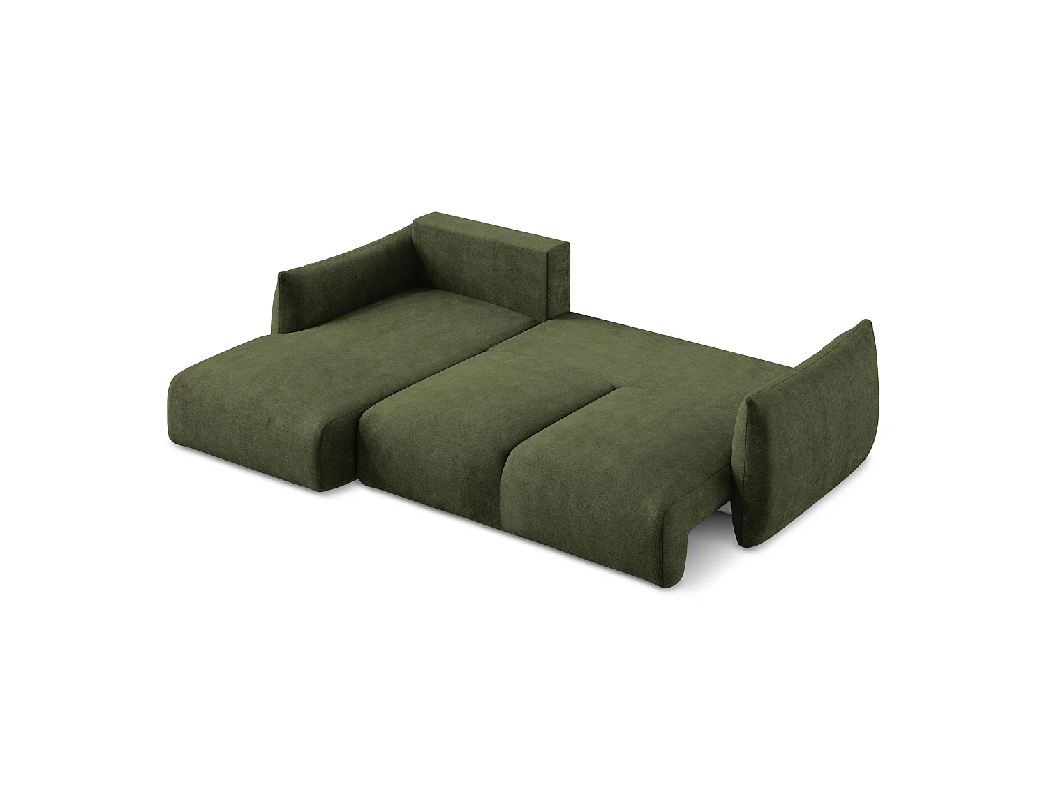 Canapé d’angle 3 places gauche convertible en tissu chenille - olive - SAVONA