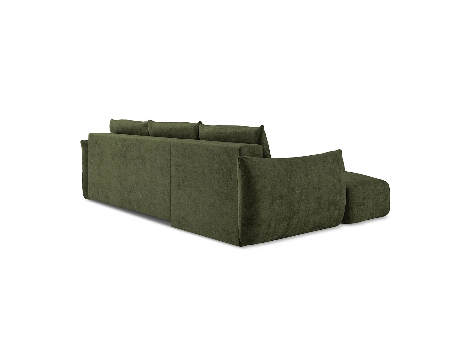 Canapé d’angle 3 places gauche convertible en tissu chenille - olive - SAVONA