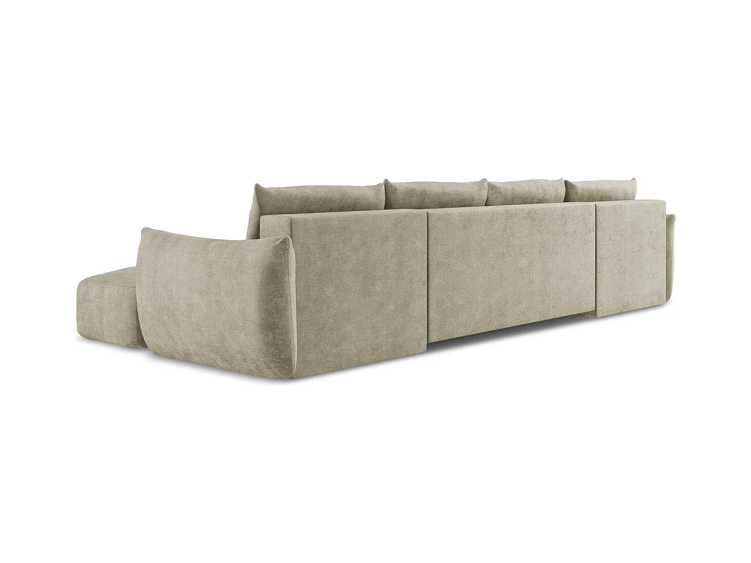 Canapé panoramique 4 places convertible en tissu chenille - beige - LEILA