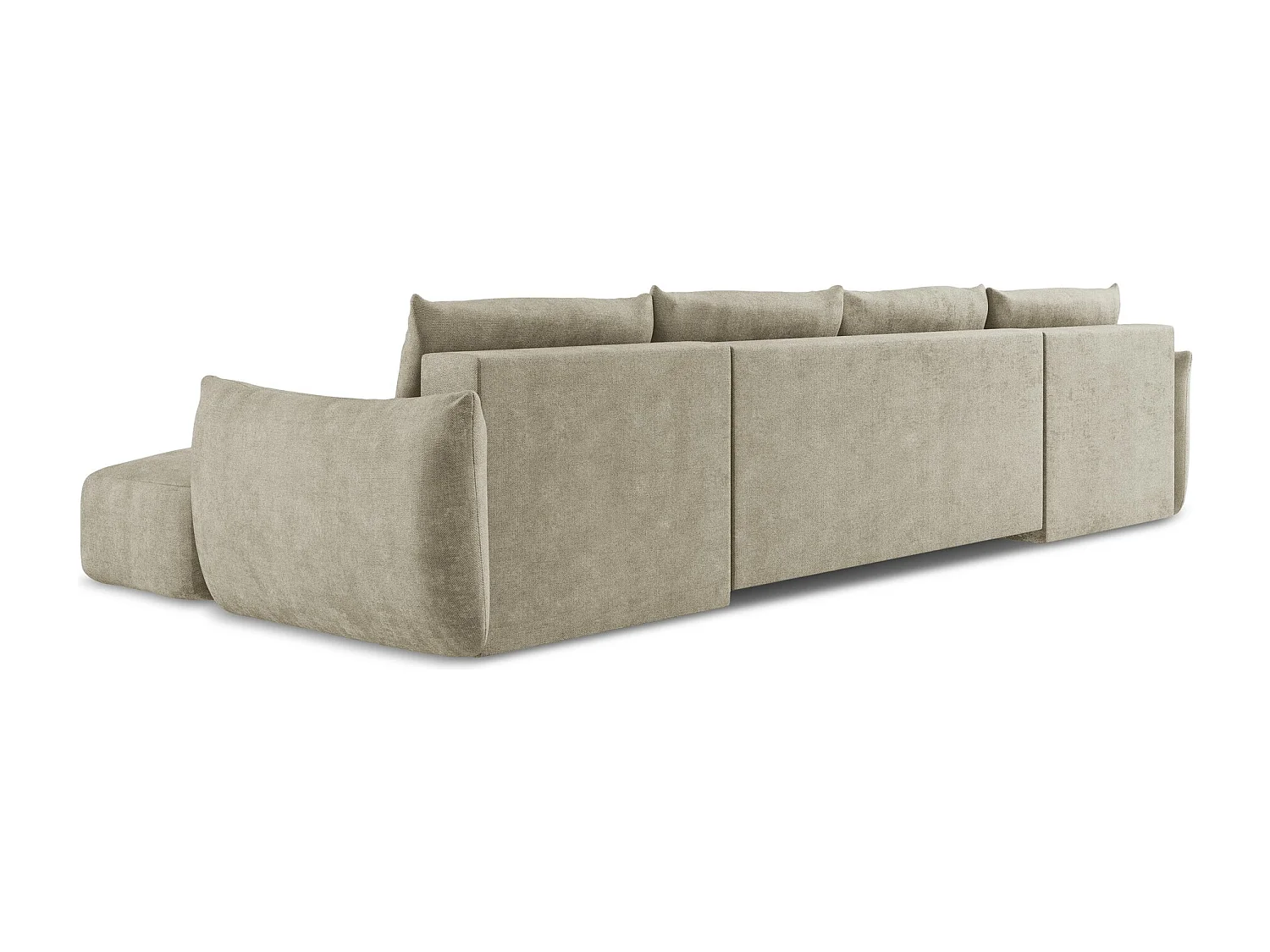 Canapé panoramique 4 places convertible en tissu chenille - beige - LEILA