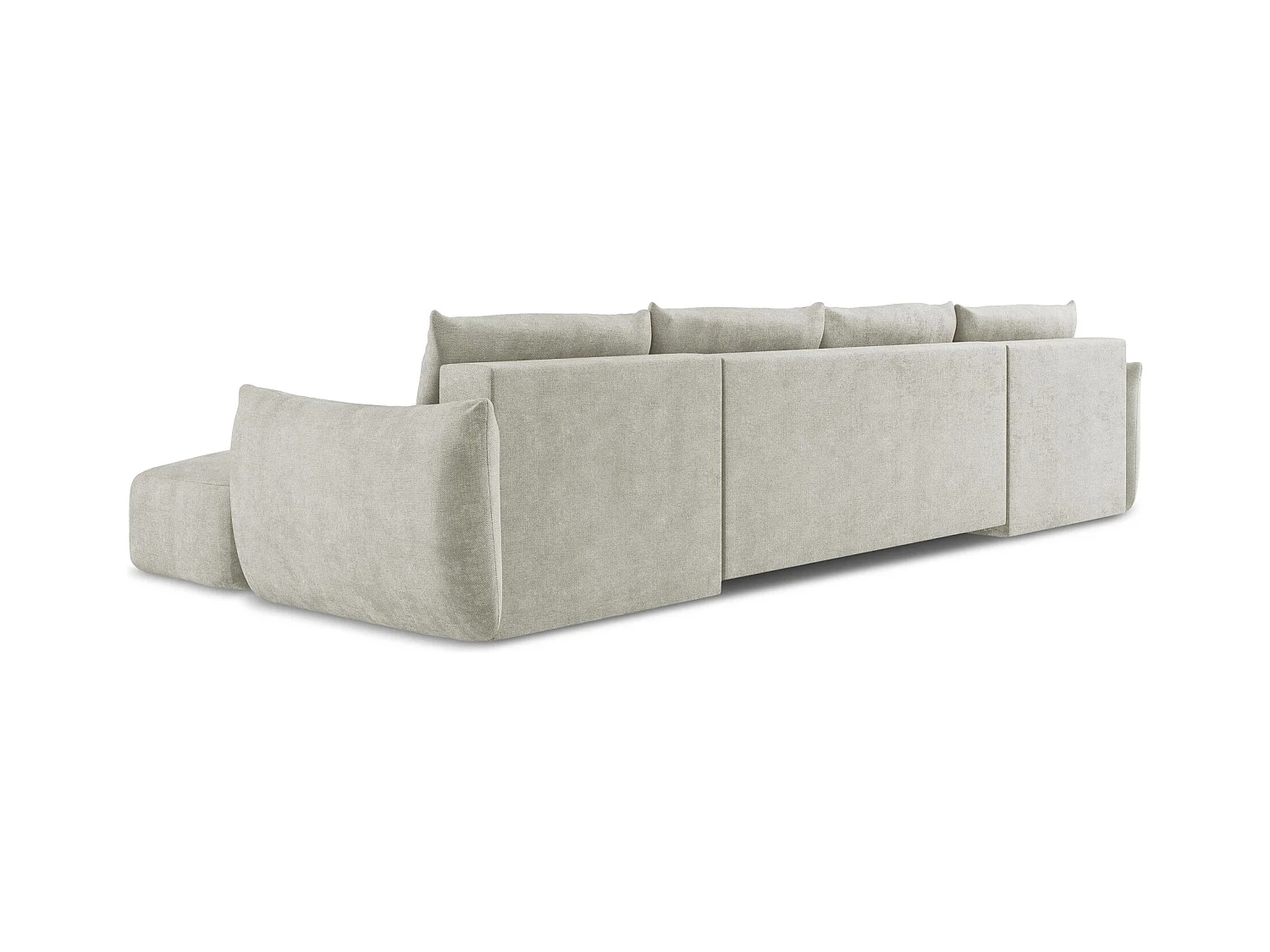 Canapé panoramique 4 places convertible en tissu chenille - perle - LEILA