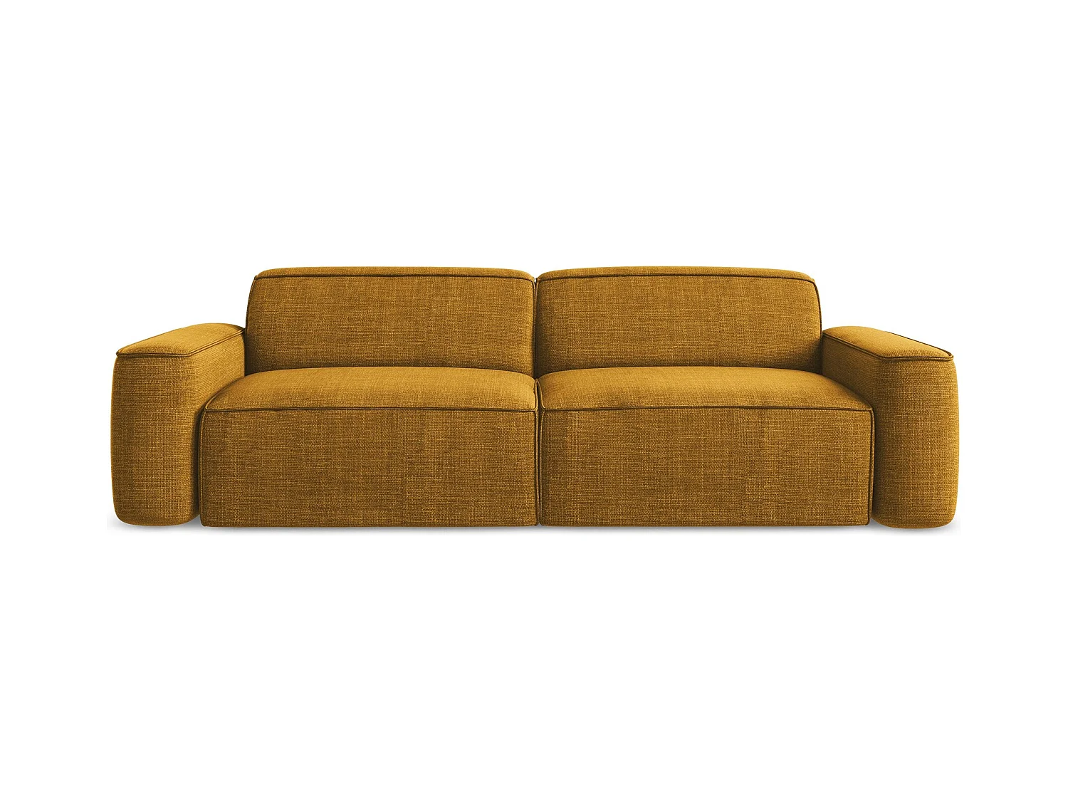 Canapé modulable 4 places en tissu texturé - moutarde - OMAO