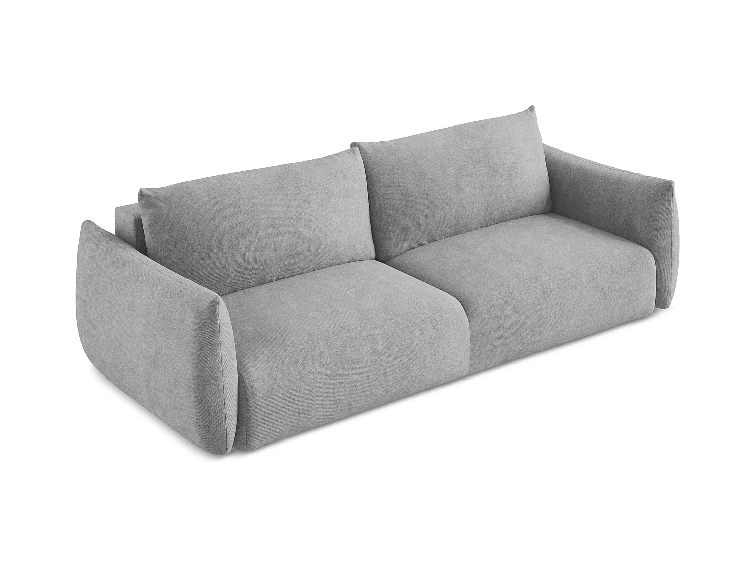 Canapé 3 places convertible en tissu chenille - gris clair - LEILA