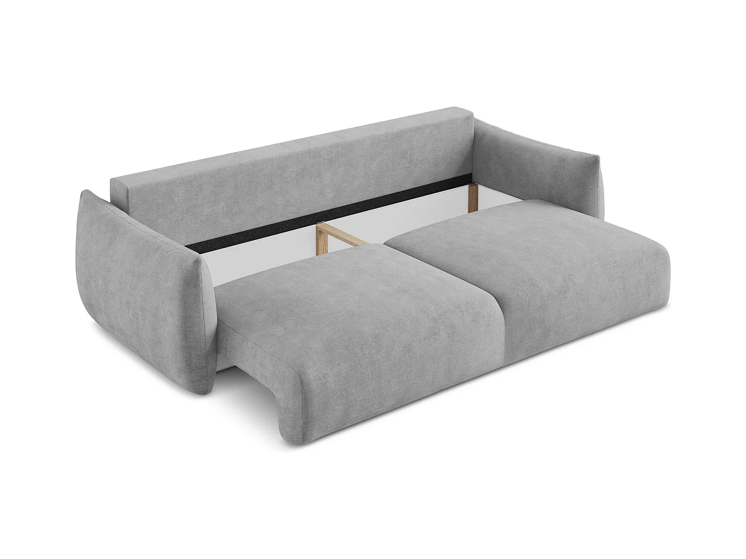 Canapé 3 places convertible en tissu chenille - gris clair - LEILA