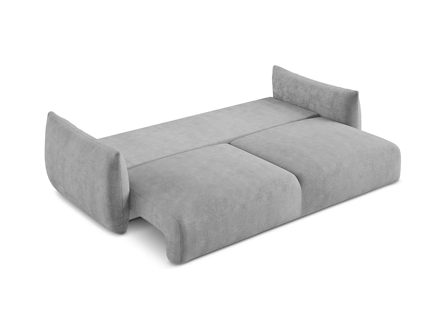 Canapé 3 places convertible en tissu chenille - gris clair - LEILA