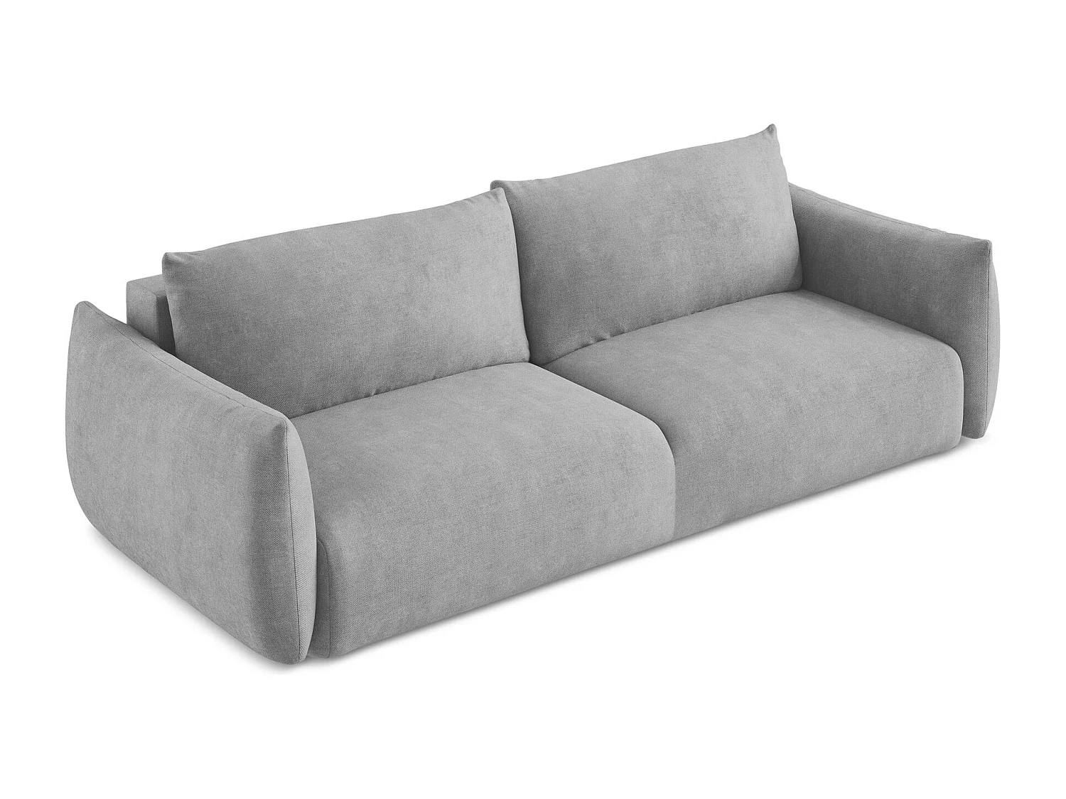 Canapé 3 places convertible en tissu chenille - gris clair - LEILA