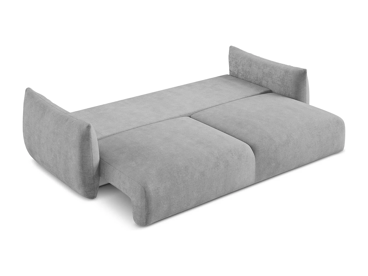 Canapé 3 places convertible en tissu chenille - gris clair - LEILA