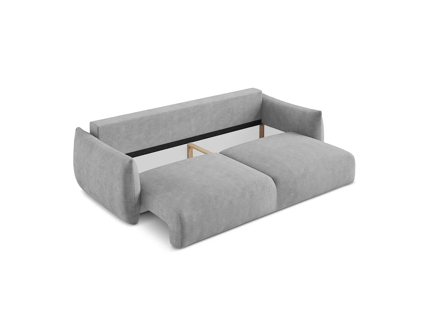 Canapé 3 places convertible en tissu chenille - gris clair - SAVONA