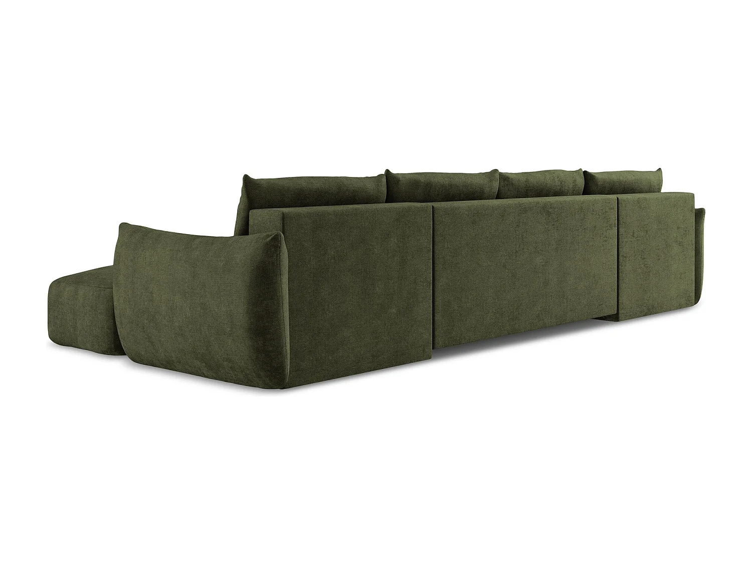 Canapé panoramique 4 places convertible en tissu chenille - olive - LEILA