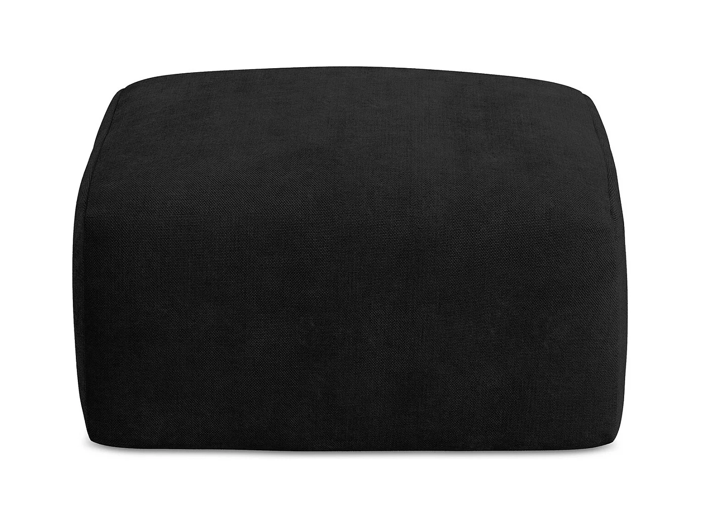 Pouf en tissu chenille - noir - LEILA