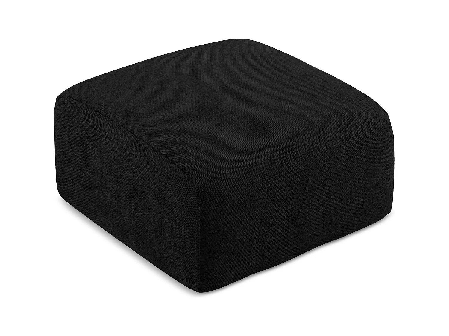 Pouf en tissu chenille - noir - LEILA