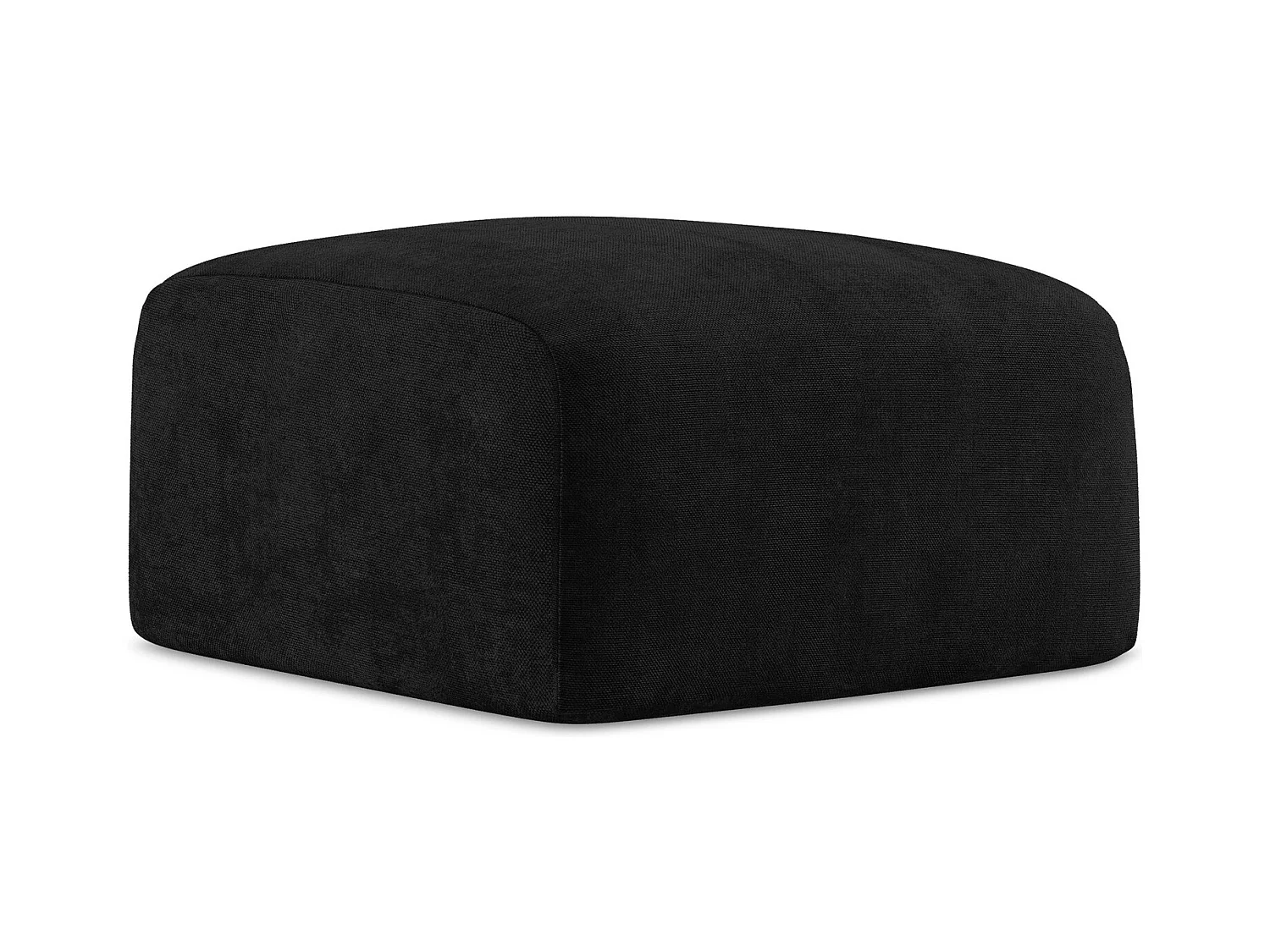 Pouf - Hocker - Chenille - Schwarz - LEILA